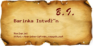 Barinka István névjegykártya